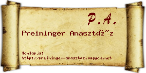 Preininger Anasztáz névjegykártya